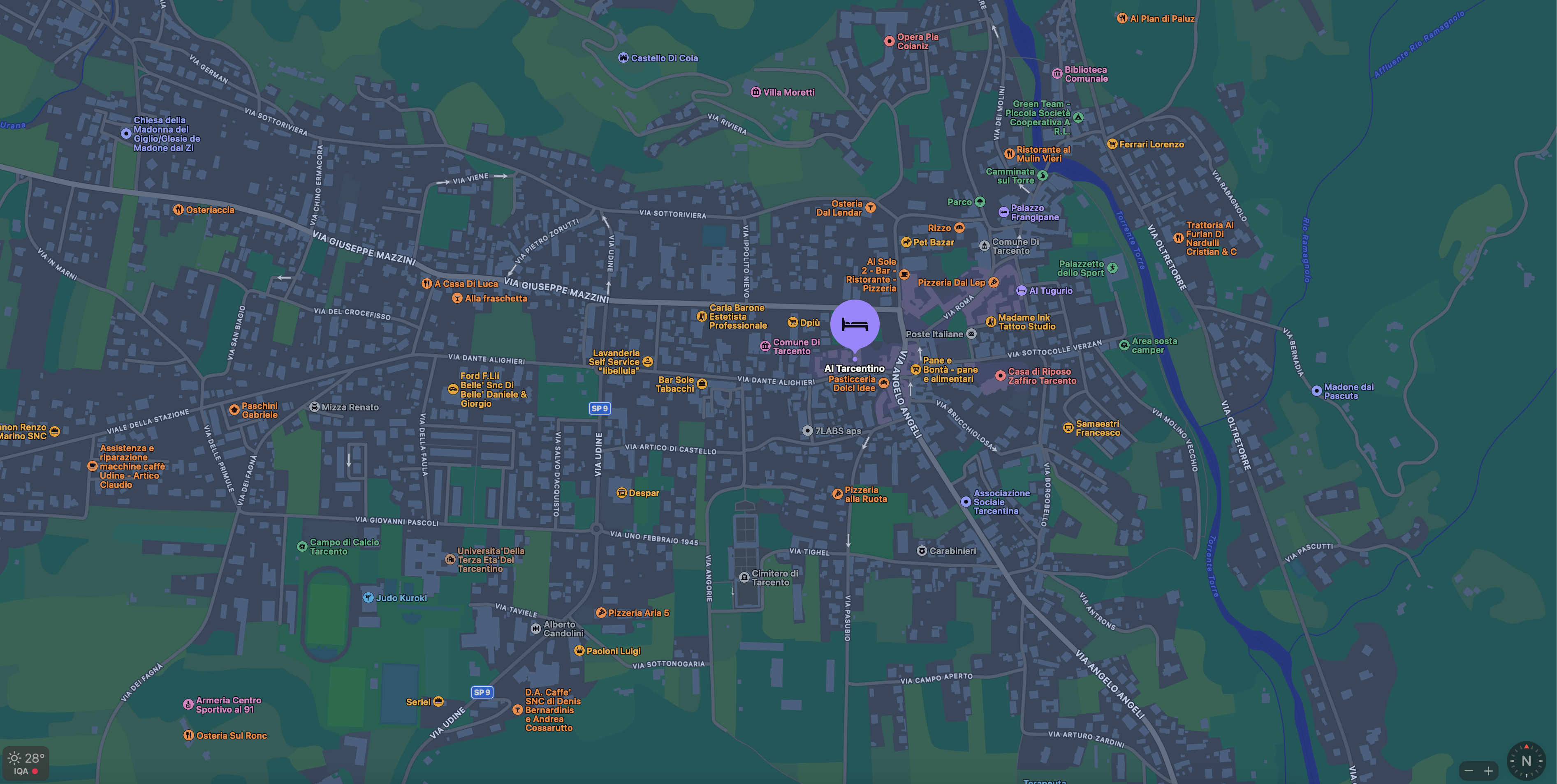 Mappa di Tarcento con la posizione del ristorante
